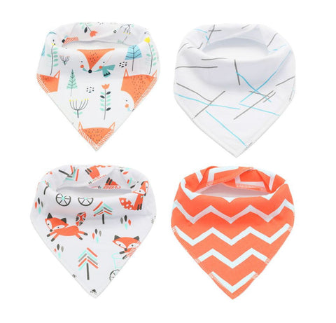 4 pcs. Bandana Bib - E2559 - Chirpy Cheeks Nappy Store - cloth nappies, wetbags, mama pads, breast pads, swim nappies