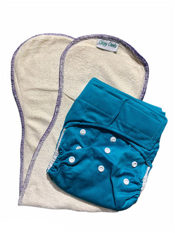 Velcro OSFM Pocket Nappy - VB37 with Double Hourglass Insert COMBO