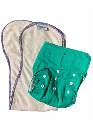 Velcro OSFM Pocket Nappy - VB30 with Double Hourglass Insert COMBO
