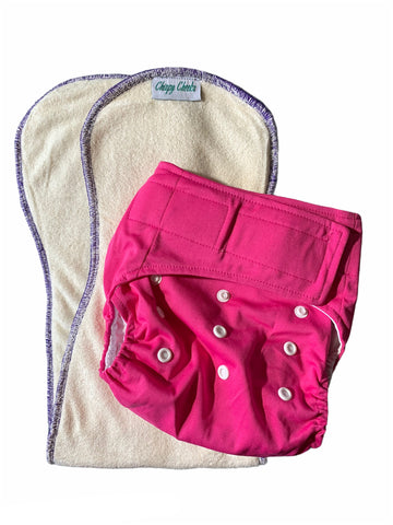 Velcro OSFM Pocket Nappy - VB34 with Double Hourglass Insert COMBO