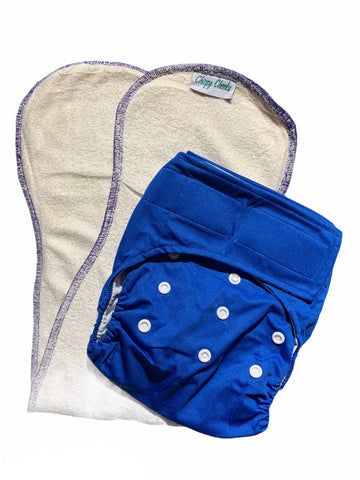 Velcro OSFM Pocket Nappy - VB25 with Double Hourglass Insert COMBO