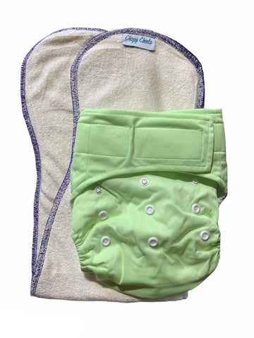 Velcro OSFM Pocket Nappy - VB23 with Double Hourglass Insert COMBO